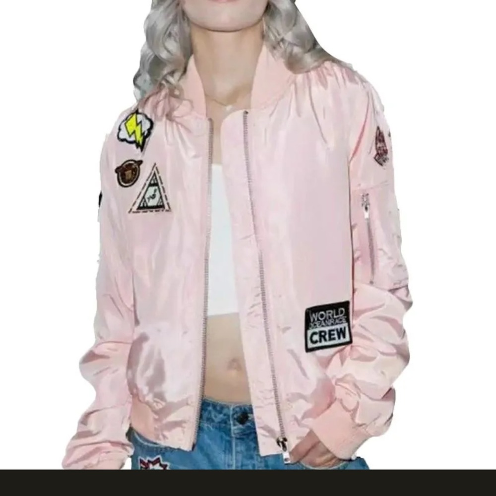 vintage hot & delicious bomber wind breaker jacket L runs small preowned